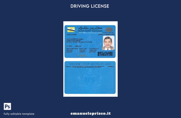 verified style modello di patente di guida del Brunei in stile verificato template